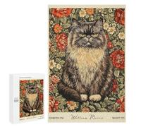 Puzzles for Teenagers 1000 PCS Grumpy Cat William Morris Floral Jigsaws for Adults Puzzle Pattern Assembly Challenging To Complete Family Fun & Game Night 1000 PCS