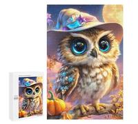 Puzzles for Teenagers 1000 PCS Halloween Owl with Witch Hat Jigsaw for Teenagers Enhance Memory Challenging To Complete Challenging Game Toys 1000 PCS