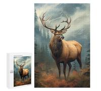 Puzzles for Teenagers 1000 PCS Majestic Elk in Forest Puzzle For Teenagers Analysis And Logic Difficult And Challenge Great Gift for Gaming 1000 PCS