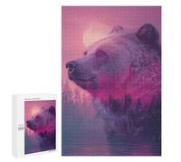 Puzzles for Teenagers 1000 PCS Nature's Majesty Bear in Twilight Jigsaws for Adults Puzzle For Family Fun Help The Brain Exercise Great Gift for Gaming 1000 PCS