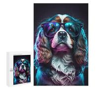 Puzzles for Teenagers 1000 PCS Neon Cavalier King Charles Spaniel Glasses Puzzles for Teenagers Difficult Challenge Train Your Brain And Hands Brainteaser Family Games 1000 PCS