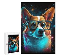 Puzzles for Teenagers 1000 PCS Neon Corgi Glasses Art Print Jigsaws for Adults Puzzle Pattern Assembly Challenging To Complete Family Fun & Game Night 1000 PCS