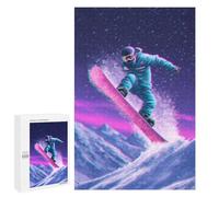 Puzzles for Teenagers 1000 PCS Neon Snowboarder in Action Puzzle For Teenagers Analysis And Logic Difficult And Challenge Great Gift for Gaming 1000 PCS