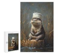 Puzzles for Teenagers 1000 PCS Otter with Bucket Hat Jigsaws for Adults Puzzle For Family Fun Help The Brain Exercise Great Gift for Gaming 1000 PCS