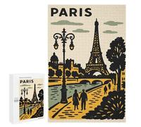 Puzzles for Teenagers 1000 PCS Paris Travel Poster with Eiffel Tower Jigsaws for Adults Puzzle Pattern Assembly Challenging To Complete Family Fun & Game Night 1000 PCS