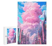 Puzzles for Teenagers 1000 PCS Pink Cloud Cityscape Jigsaw for Teenagers Enhance Memory Challenging To Complete Challenging Game Toys 1000 PCS