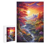 Puzzles for Teenagers 1000 PCS Rainbow Forest Waterfall Scenery Puzzle For Teenagers Analysis And Logic Difficult And Challenge Great Gift for Gaming 1000 PCS