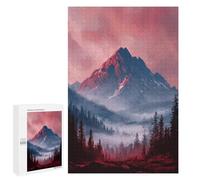 Puzzles for Teenagers 1000 PCS Red Mountain Misty Forest Puzzle For Teenagers Analysis And Logic Difficult And Challenge Great Gift for Gaming 1000 PCS