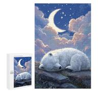 Puzzles for Teenagers 1000 PCS Sleeping Polar Bear Night Sky Jigsaw for Teenagers Enhance Memory Challenging To Complete Challenging Game Toys 1000 PCS
