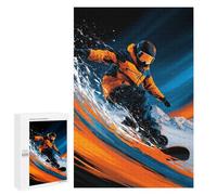 Puzzles for Teenagers 1000 PCS Snowboarding Adventure in Orange -1 Puzzle For Teenagers Analysis And Logic Difficult And Challenge Great Gift for Gaming 1000 PCS