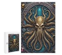 Puzzles for Teenagers 1000 PCS Steampunk Golden Kraken Jigsaws for Adults Puzzle Pattern Assembly Challenging To Complete Family Fun & Game Night 1000 PCS