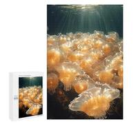 Puzzles for Teenagers 1000 PCS Underwater Jellyfish Bloom with Sun Rays Jigsaws for Adults Puzzle Pattern Assembly Challenging To Complete Family Fun & Game Night 1000 PCS