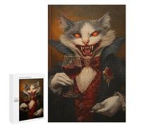 Puzzles for Teenagers 1000 PCS Vampire Cat with Wine Glass-5 Puzzles for Teenagers Difficult Challenge Train Your Brain And Hands Brainteaser Family Games 1000 PCS