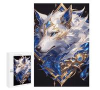 Puzzles for Teenagers 1000 PCS White Wolf with Blue And Gold Accents Jigsaws for Adults Puzzle Pattern Assembly Challenging To Complete Family Fun & Game Night 1000 PCS