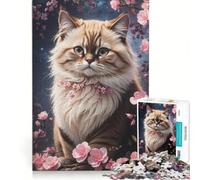Puzzles for Teenagers 1000 Piece A Curious Kitty in Pink, Impossible Game, Difficult Challenge, Unique Birthday And Gifts 38x26cm