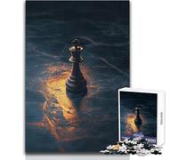 Puzzles for Teenagers 1000 Piece A Lone King Chess Piece on A Dark Glowing Board Challenging Game Toys Family Activities Educational Toy Size 38x26cm