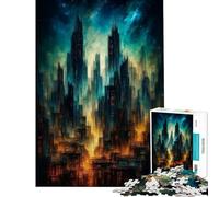 Puzzles for Teenagers 1000 Piece Abstract Cityscape at Night Help The Brain Exercise Difficult Hard Family Game Suitable for People Aged 14 And Above (38x26cm)