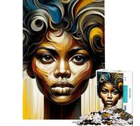 Puzzles for Teenagers 1000 Piece Abstract Curly Portrait Help The Brain Exercise Difficult Hard Family Game Suitable for People Aged 14 And Above (38x52cm)