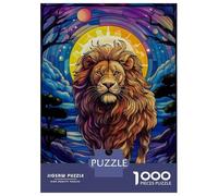 Puzzles for Teenagers 1000 Piece Abstract Lion Stained Glas Jigsaw Puzzle Brain Teaser Game Presents for Women Christmas Birthday Gifts 38x26cm/1000pcs