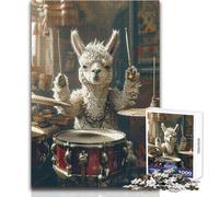 Puzzles for Teenagers 1000 Piece Alpaca Plays Drums Challenging Game Toys Family Activities Educational Toy Size 38x26cm