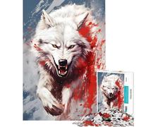 Puzzles for Teenagers 1000 Piece Angry White Wolf Splatter Fun at Home Activities, Wall Art Educational Games Suitable for People Aged 14 And Above (50x75cm)