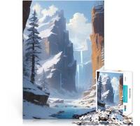 Puzzles for teenagers 1000 Piece Anime Lo-Fi Landscape of Snowy Mountain Valley Für Familienspaß Für Paare geeignet52x38cm