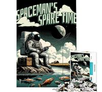 Puzzles for Teenagers 1000 Piece Astronaut Fishing Pop Art Help The Brain Exercise Difficult Hard Family Game Suitable for People Aged 14 And Above (50x75cm)