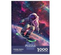 Puzzles for Teenagers 1000 Piece Astronaut Snowboarding in Space Jigsaw for Adults Brain Teaser Game Analysis And Logic Challenging Game Gifts 52x38cm/1000pcs