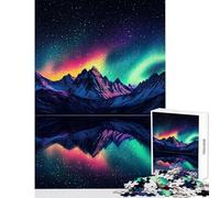 Puzzles for Teenagers 1000 Piece Aurora Borealis Mountains Fun Interactive Family Experience Wonderful Holiday Giftsing Choice (38X26cm)