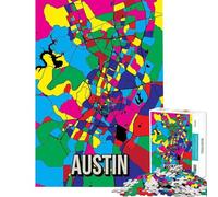 Puzzles for Teenagers 1000 Piece Austin Colorful City Map Educational Games Learning Educational Toys Great Gifts And Toys Learning Educational (size 50x75cm)