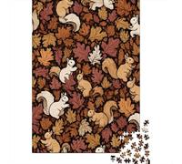 Puzzles for Teenagers 1000 Piece Autumn Squirrel Leaves Pattern Puzzles for Adults Brain Teaser Game Improve Memory Fun Activities at Home 52x38cm/1000pcs