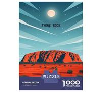 Puzzles for Teenagers 1000 Piece Ayers Rock Moonrise Jigsaw Puzzle Brain Teaser Game Presents for Women Christmas Birthday Gifts 70x50cm/1000pcs