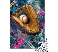 Puzzles for Teenagers 1000 Piece Baseball Glove & Ball Art Print Puzzles for Adults Brain Teaser Game Improve Memory Fun Activities at Home 70x50cm/1000pcs