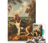 Puzzles for Teenagers 1000 Piece Basset Hound Vintage Oil, Brain Teaser Game, Challenging To Complete, Deal As Gifts for The Whole Family 38x52cm
