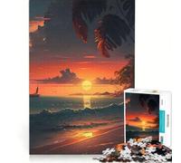 Puzzles for Teenagers 1000 Piece Beach Sunset, Brain Teaser Game, Challenging To Complete, Deal As Gifts for The Whole Family 38x26cm