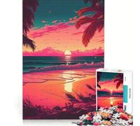 Puzzles for Teenagers 1000 Piece Beach Sunset Landscape, Brain Teaser Game, Challenging To Complete, Deal As Gifts for The Whole Family 50x75cm