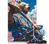 Puzzles for Teenagers 1000 Piece Bear Samurai Blossom Fine Cut Art Smart Mind Activity Cozy Time Play Christmas Calm Gift (38x26cm)