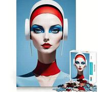 Puzzles for Teenagers 1000 Piece Beautiful Art DecoPortrait Fine Cut Art Smart Mind Activity Cozy Time Play Christmas Calm Gift (38x26cm)