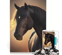 Puzzles for Teenagers 1000 Piece Beautiful Black Horse, Brain Teaser Game, Challenging To Complete, Deal As Gifts for The Whole Family 50x75cm