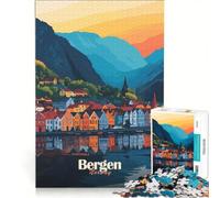 Puzzles for Teenagers 1000 Piece Bergen, Norway Cityscape, Brain Teaser Game, Challenging To Complete, Deal As Gifts for The Whole Family 50x75cm