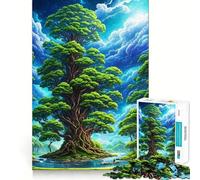 Puzzles for Teenagers 1000 Piece Big Tree Blue Cloud Fine Cut Art Smart Mind Activity Cozy Time Play Christmas Calm Gift (50x75cm)