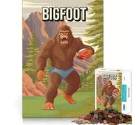 Puzzles for Teenagers 1000 Piece Bigfoot Cryptid Playing Football Fine Cut Art Smart Mind Activity Cozy Time Play Christmas Calm Gift (50x75cm)