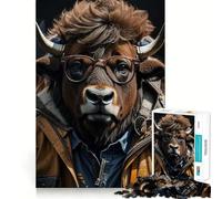 Puzzles for Teenagers 1000 Piece Bison Cool Fine Cut Art Smart Mind Activity Cozy Time Play Christmas Calm Gift (38x52cm)