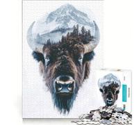 Puzzles for Teenagers 1000 Piece Bison Mountain Double Exposure, Brain Teaser Game, Challenging To Complete, Deal As Gifts for The Whole Family 38x52cm