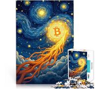 Puzzles for teenagers 1000 Piece Bitcoin Starry Night Hand speed competition 50x75cm is ideal as gifts for the whole family for Age 14+