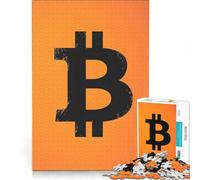 Puzzles for Teenagers 1000 Piece Bitcoin Symbol Orange BTC, Brain Teaser Game, Challenging To Complete, Deal As Gifts for The Whole Family 38x26cm