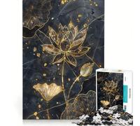 Puzzles for Teenagers 1000 Piece Black Gold Lotus Flower, Brain Teaser Game, Challenging To Complete, Deal As Gifts for The Whole Family 38x52cm
