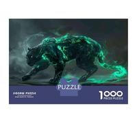 Puzzles for Teenagers 1000 Piece Black Panther with Green Aura Jigsaw Puzzle Brain Teaser Game Presents for Women Christmas Birthday Gifts 52x38cm/1000pcs