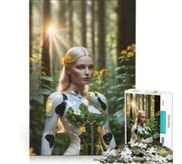 Puzzles for Teenagers 1000 Piece Blond Girl Robot in Forest, Brain Teaser Game, Challenging To Complete, Deal As Gifts for The Whole Family 50x75cm