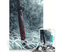 Puzzles for Teenagers 1000 Piece Bloodstained Sword in Rain, Brain Teaser Game, Challenging To Complete, Deal As Gifts for The Whole Family 50x75cm